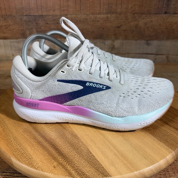 Brooks Shoes Womens Gray Purple Ghost 16 Running Size 10 B Athletic Lace Up - Picture 3 of 11
